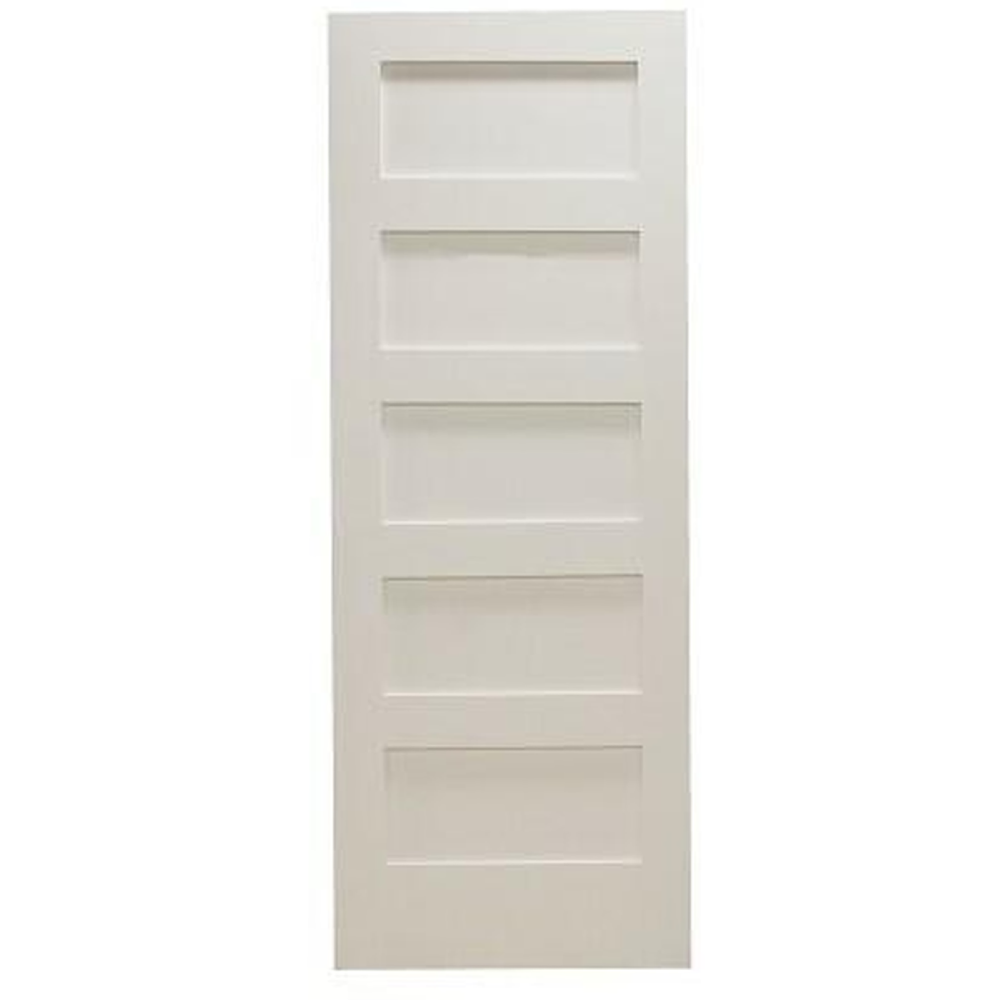 32 in x 80 in Shaker 5-Panel Solid Core Primed MDF Interior Door Slab